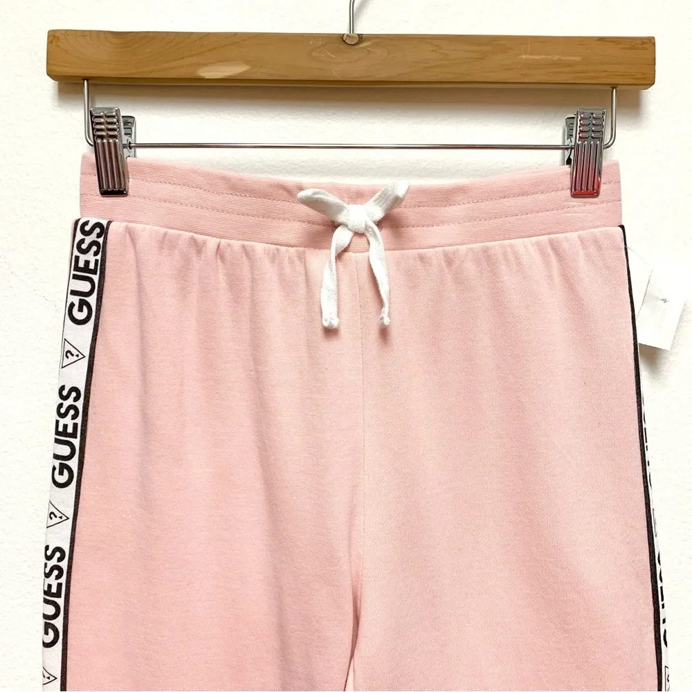 Guess Jogger‎ Sweatpants Girls Size Large 14 Pink Side Stripe Logo NEW